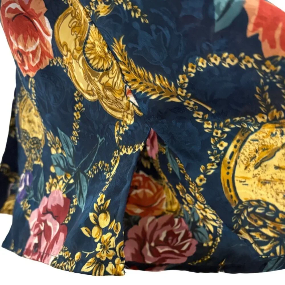 Victoria’s Secret Gold Label Vintage 90s Floral Paisley Sleep Shirt S Collared - Picture 9 of 9